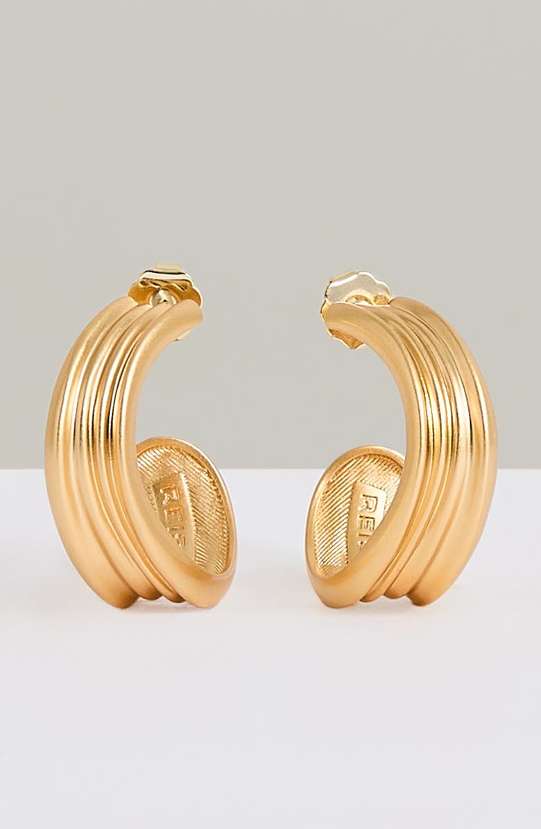 Reiss Flavia Fluid Hoop Earrings, Alternate, color, Gold Tone