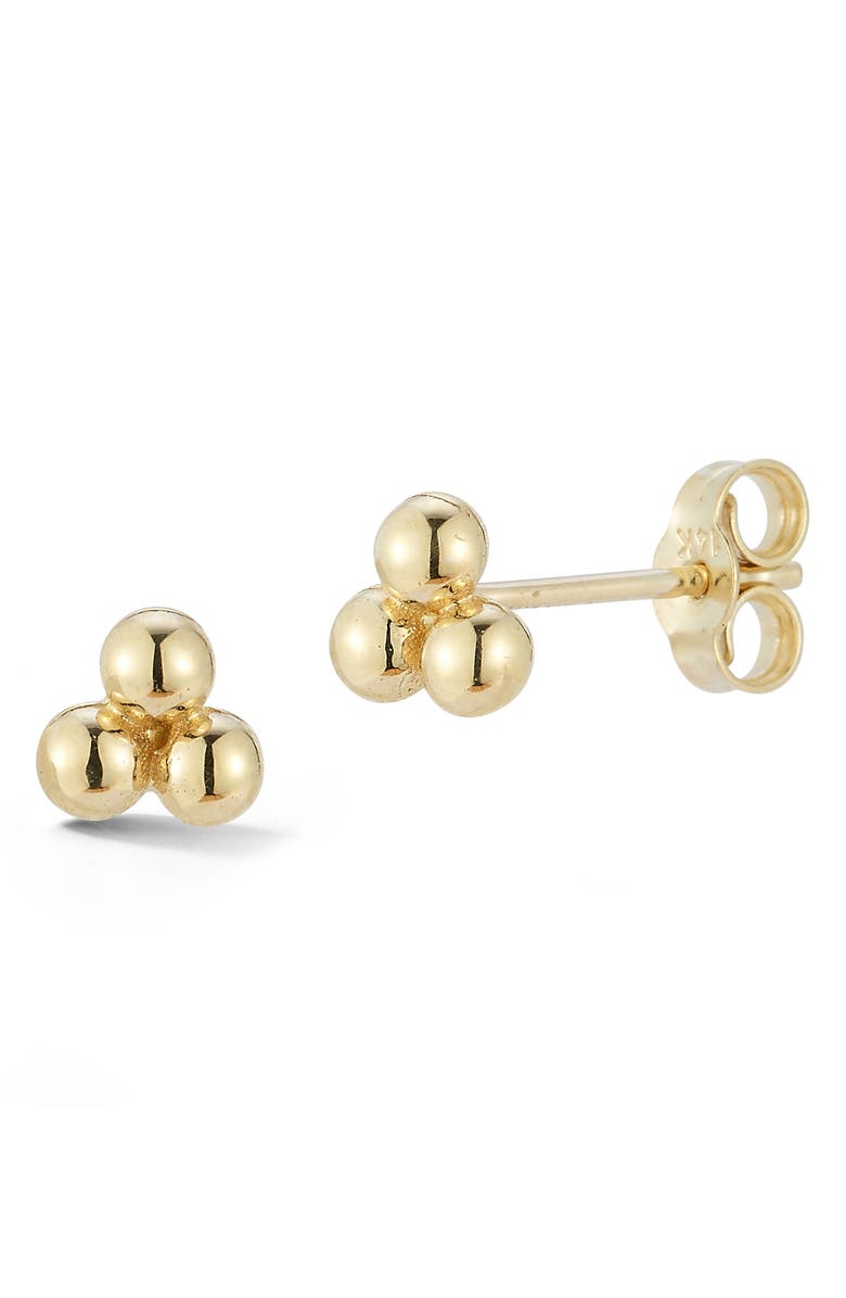 Ember Fine Jewelry Triple Ball Stud Earrings, Main, color, 14K Gold