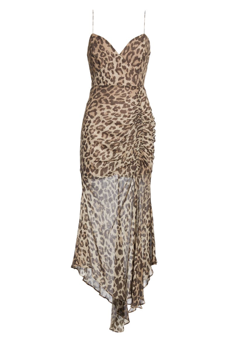 Leopard Print Silk Midi Dress, Alternate, color, LEOPARD