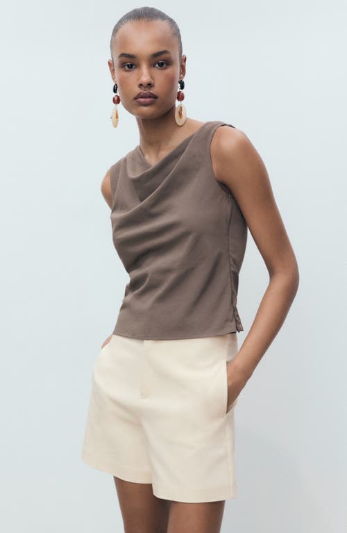 Mango High Waist Straight Shorts In Nude