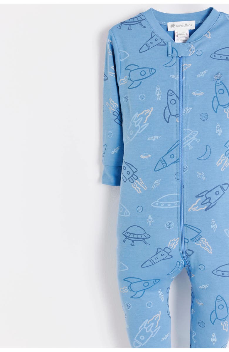 Babycottons Skyward Snug Zip Footed Pajama for Infant, Alternate, color, Blue