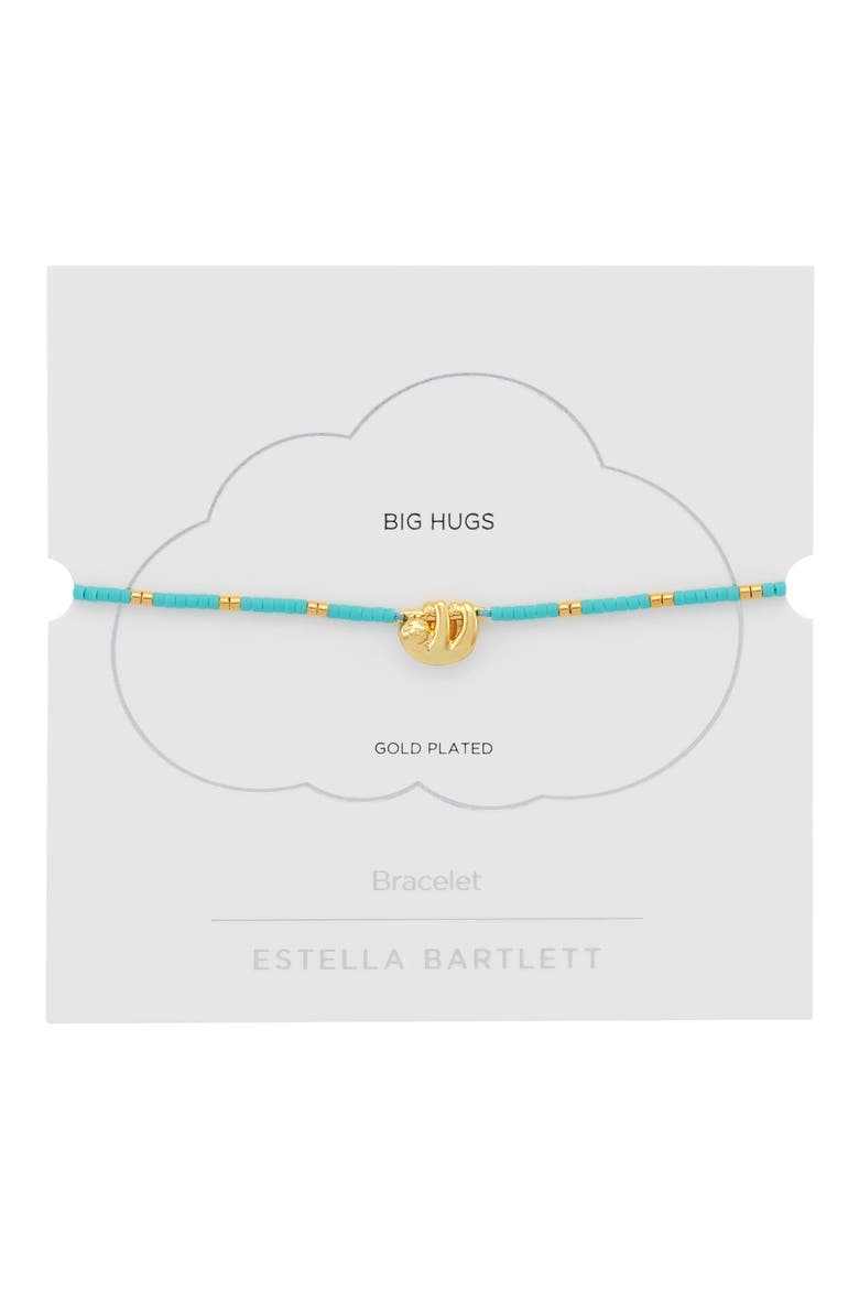 Hanging Sloth Pendant Bead Bracelet, Alternate, color, GOLD