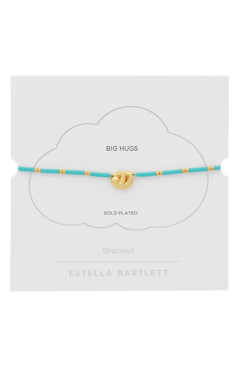 Estella Bartlett Hanging Sloth Pendant Bead Bracelet, Alternate, color, Gold