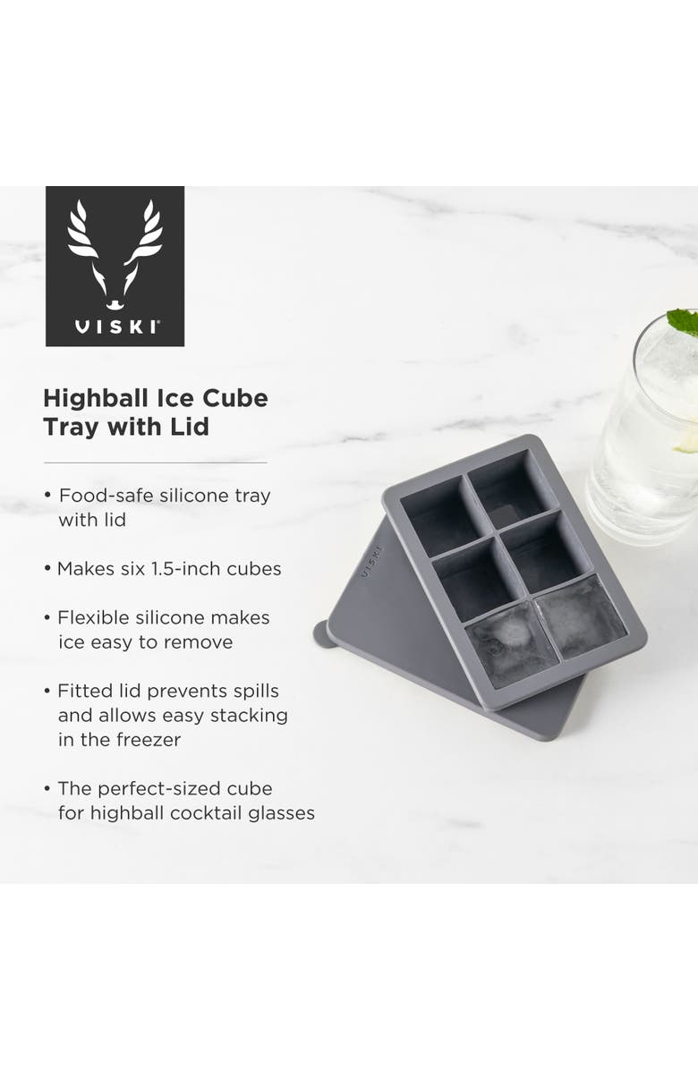 Viski Glacier Highball Ice Cube Tray with Lid, Alternate, color, Grey