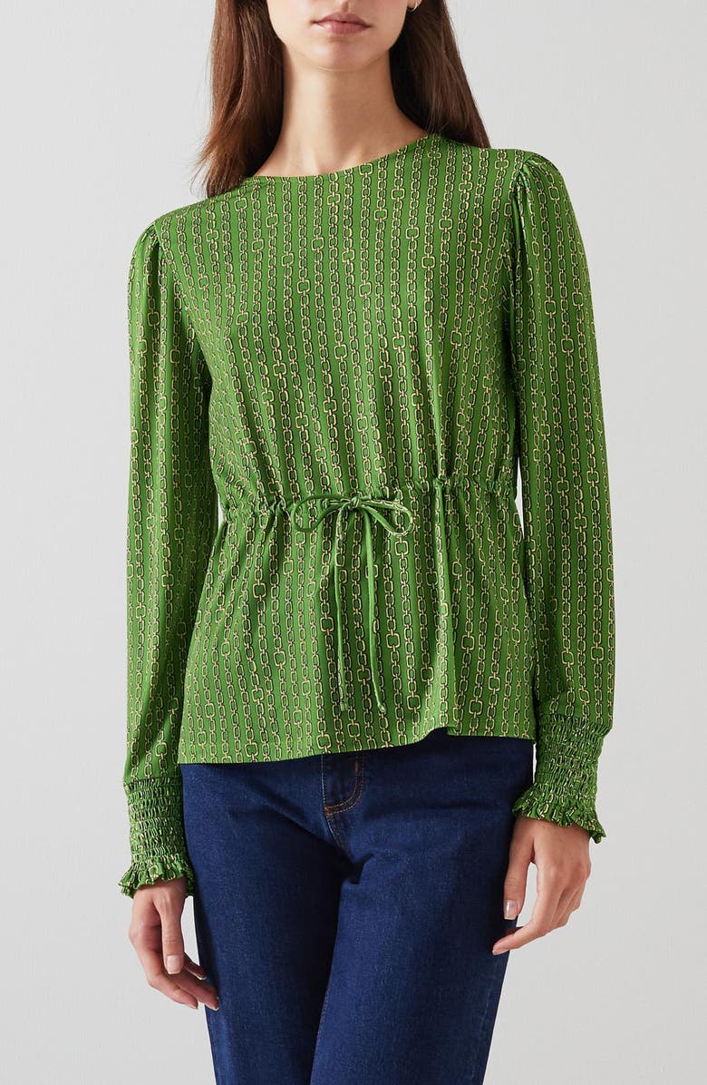 LK Bennett Ellie Chain Print Jersey Top, Main, color,