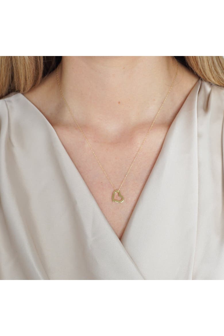 Gold Open Heart Necklace, Alternate, color, Yellow Gold