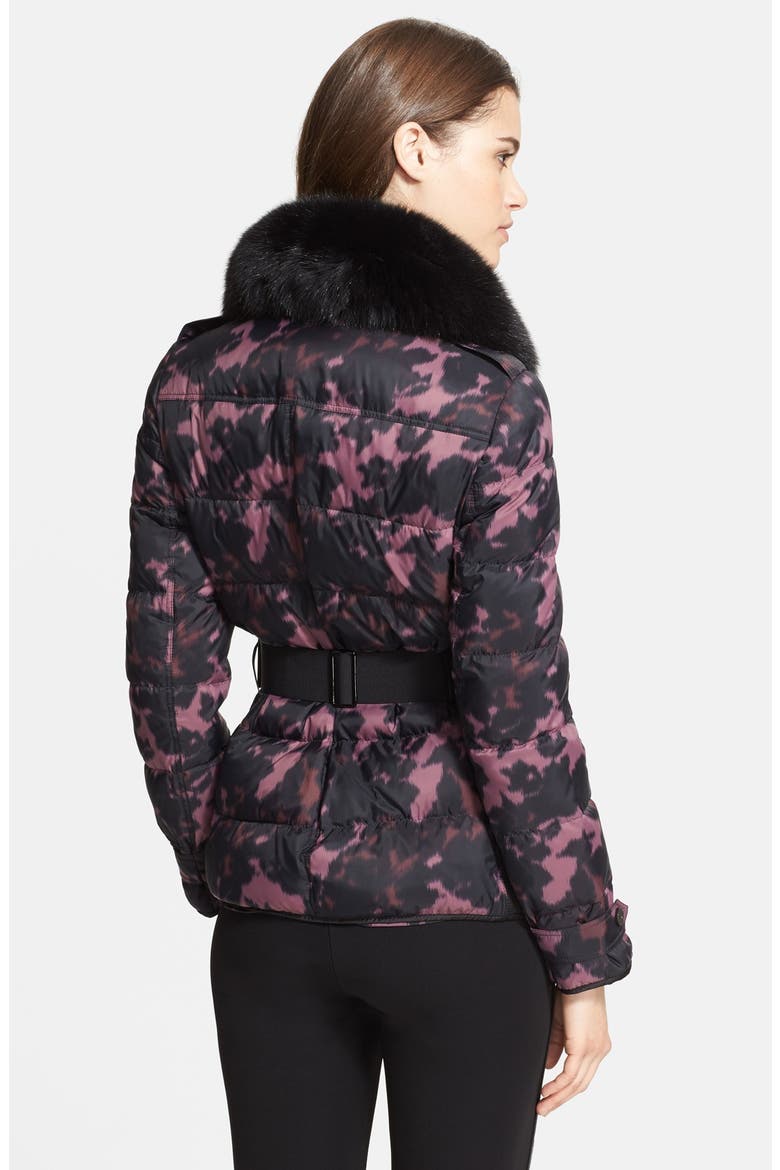 'Redbury' Print Down Jacket with Removable Genuine Fox Fur Collar, Alternate, color, DUSKY MAUVE