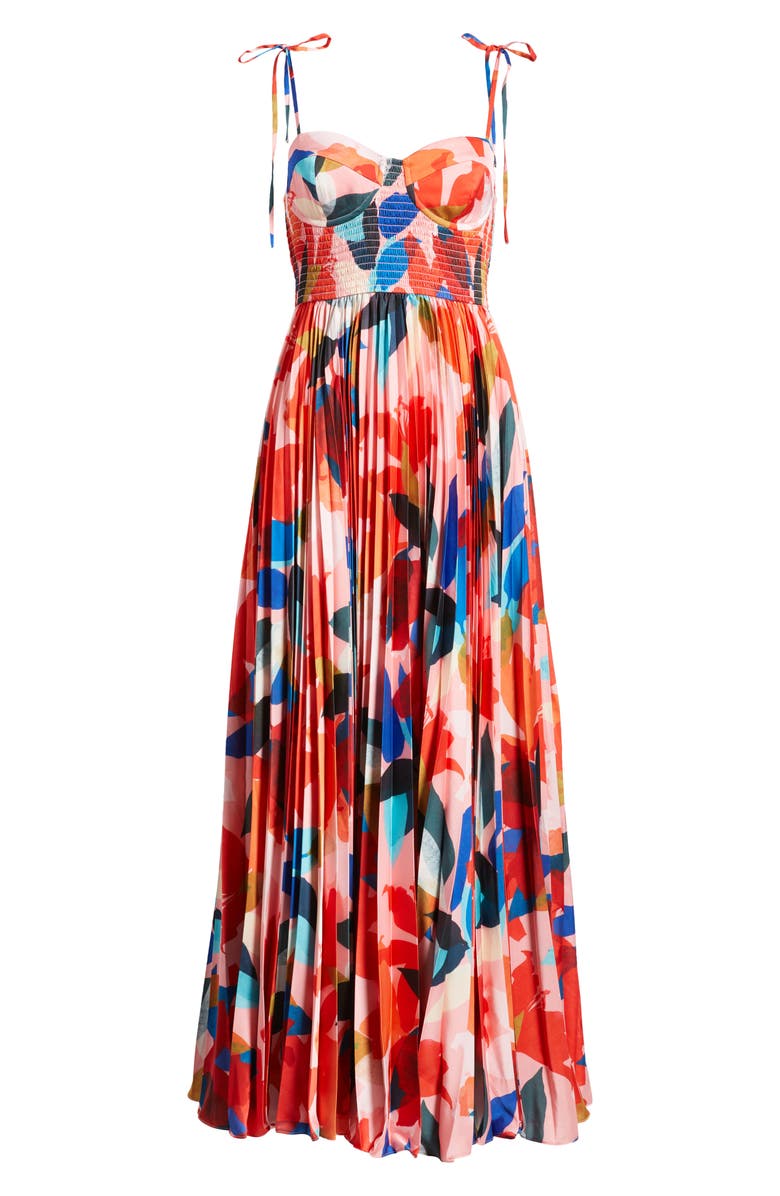 Hutch Pleated Bustier Maxi Dress, Alternate, color, Coral Floral