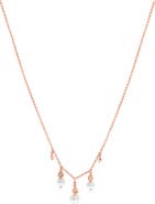 EFFY 14K Yellow Gold Diamond & Freshwater Pearl Fringe Necklace