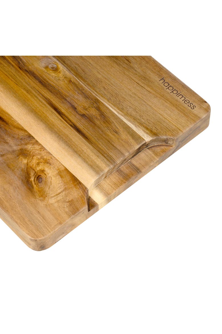 Hespera Handcrafted Acacia Wood Grain Reversible Cutting Board with Juice Grooves and Built-In Handle, Alternate, color, Natural
