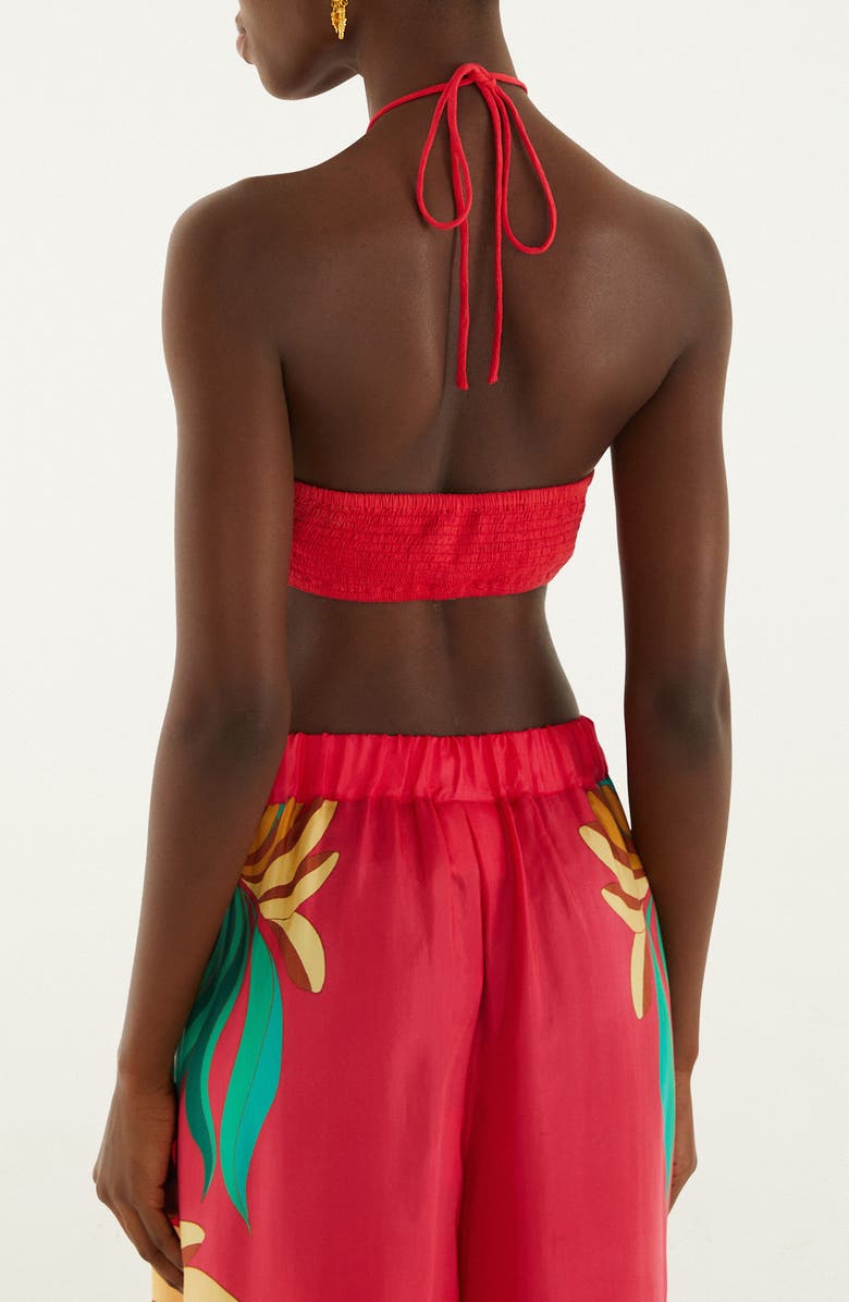 FARM Rio 3D Shell Embroidered Halter Cover-Up Top, Alternate, color, Banana Queen