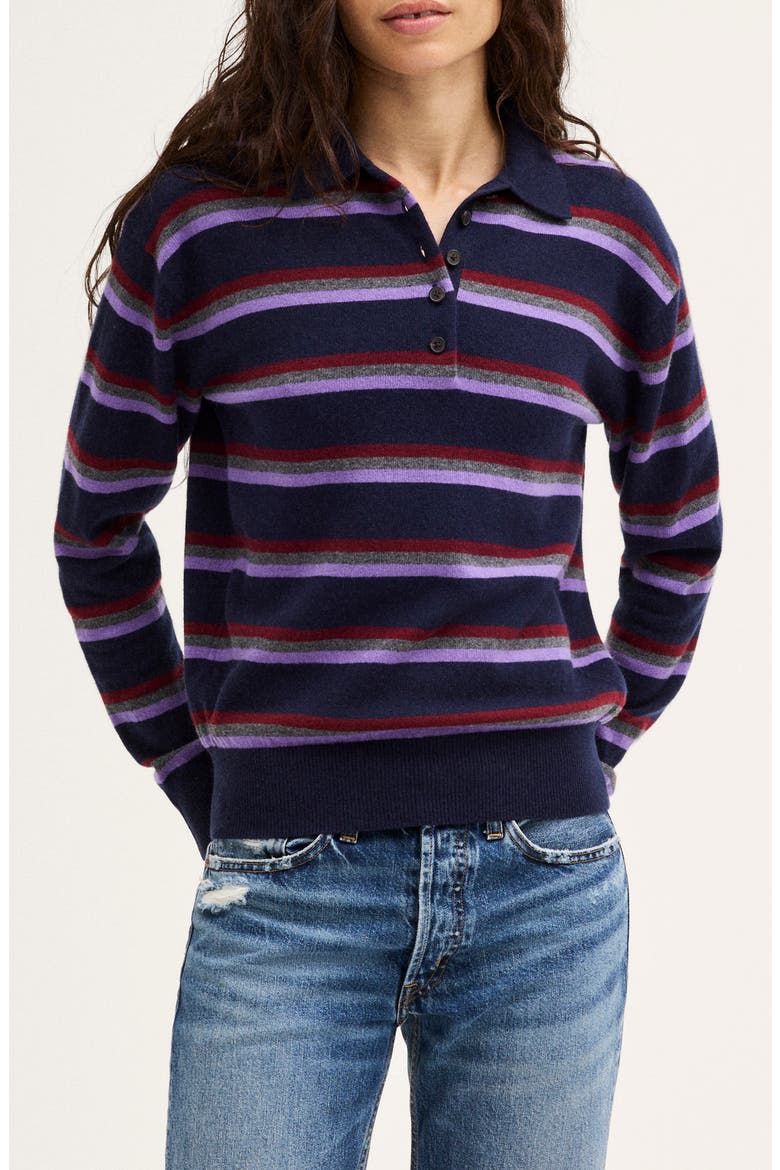 SoftWool Polo Sweater, Main, color, NAVY AND MERLOT MULTI STRIPE