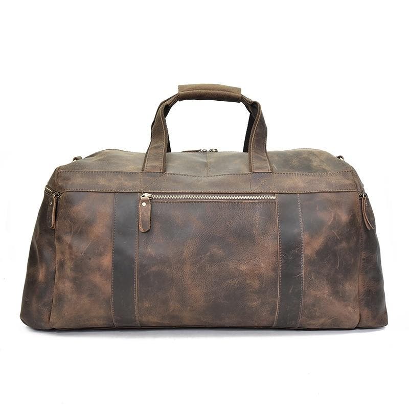 STEEL HORSE LEATHER The Colden Duffle Bag | Large Capacity Leather Weekender, Alternate, color, Dark Brown