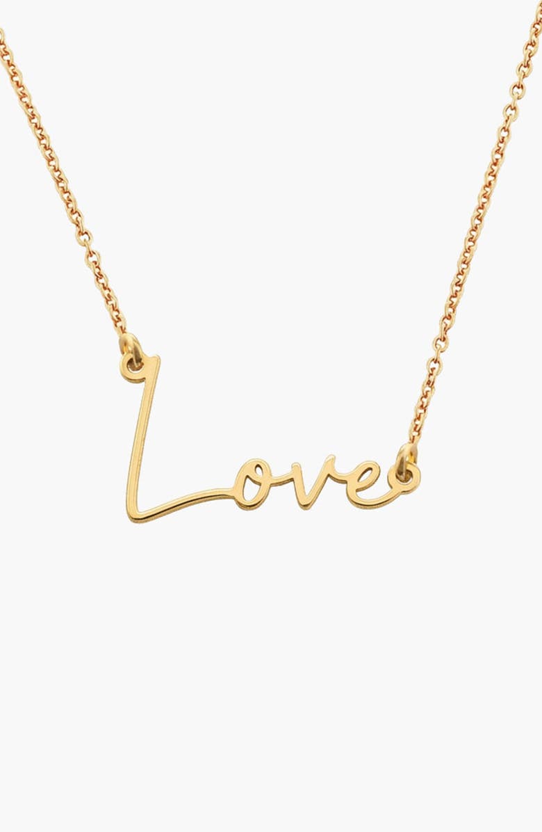 Oak & Luna Belle "Love" Necklace, Main, color, Gold Vermiel