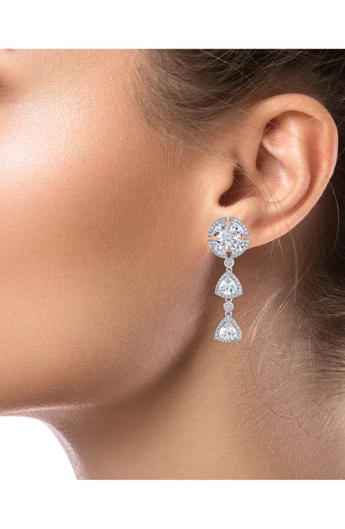 Cz By Kenneth Jay Lane Trillion Cut Cubic Zirconia Linear Drop Earrings In Clear Silver