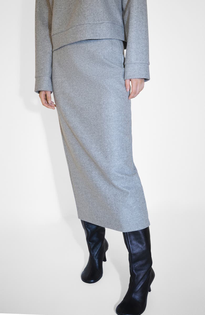 MANGO French Terry Midi Skirt, Main, color, 