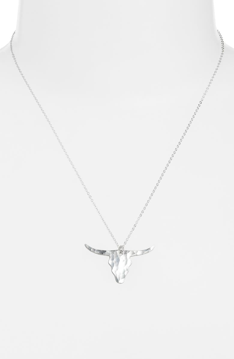 Nashelle Longhorn Pendant Necklace, Alternate, color, Sterling Silver