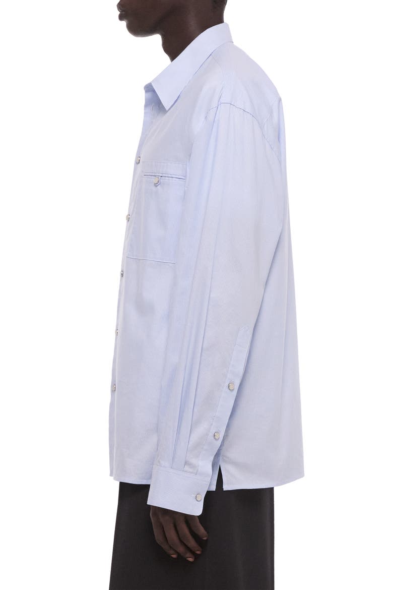 Relaxed Fit Stripe Button-Up Shirt, Alternate, color, LIGHT BLUE