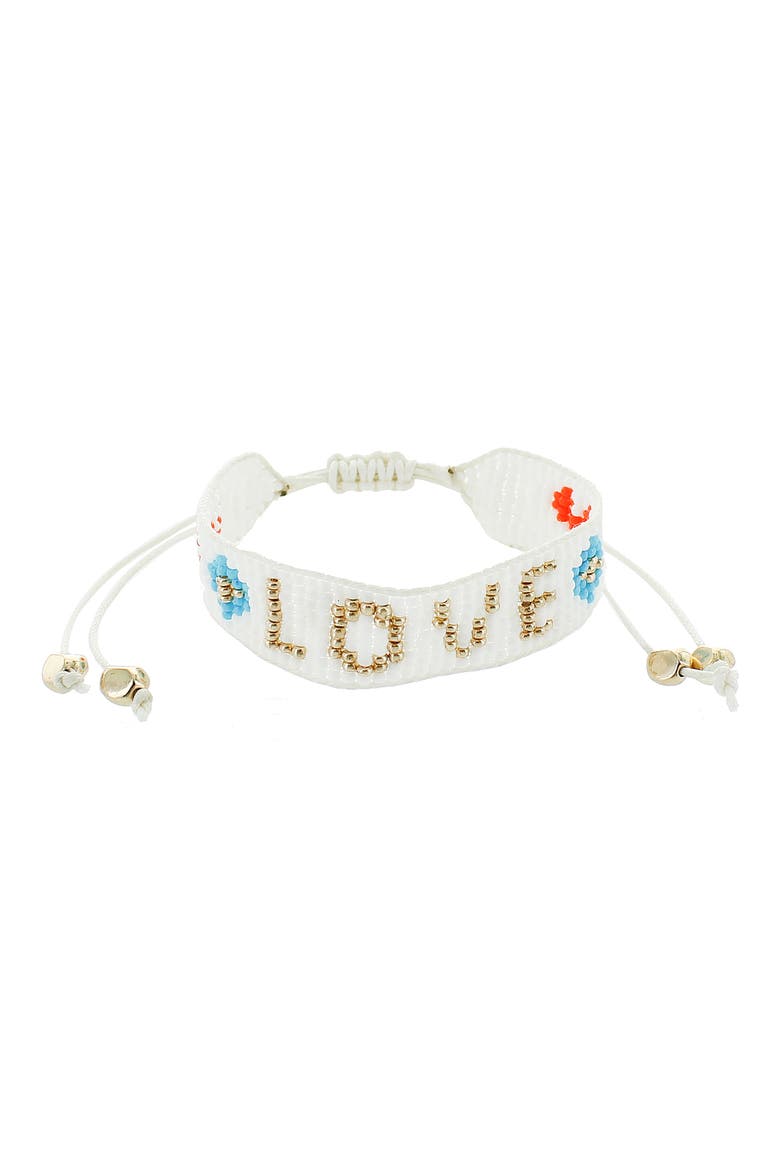 Love Beaded Slider Bracelet, Main, color, WHITE MULTI