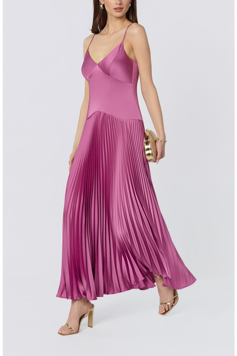 Pleated Drop Waist Dress, Alternate, color, HIBISCUS