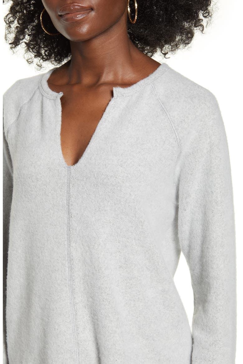 Split Neck Raglan Top, Alternate, color, HEATHER GREY
