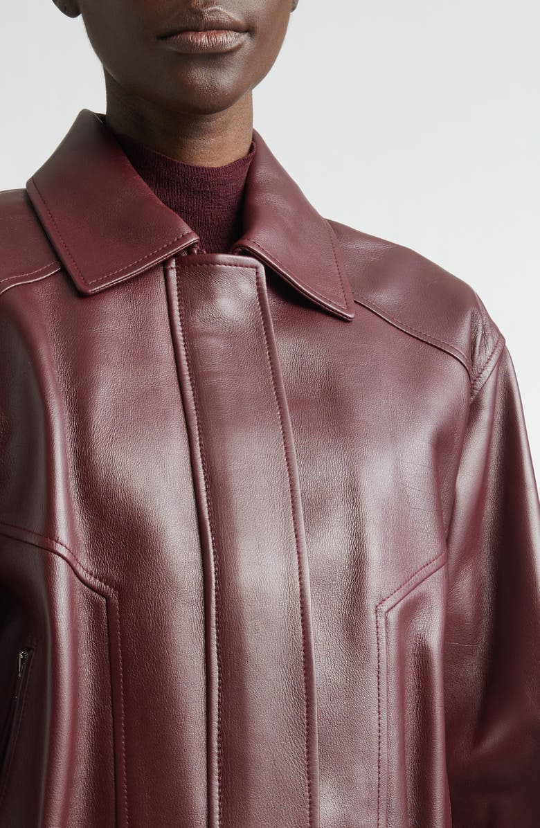 Versace Blouson Buffalo Leather Jacket, Alternate, color, Dark Burgundy