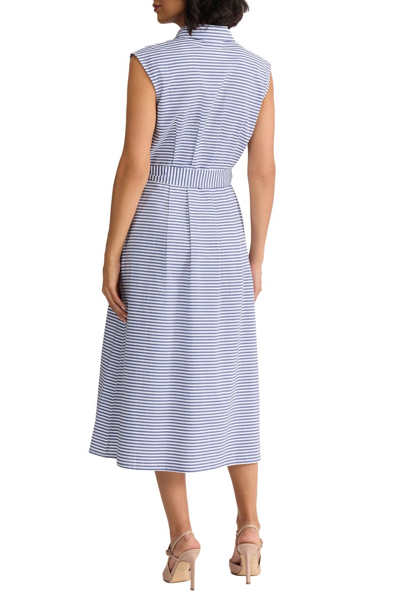 Jones New York Summer Stripe Sleeveless Midi Shirtdress, Alternate, color, Pacific Navy/ Natural White