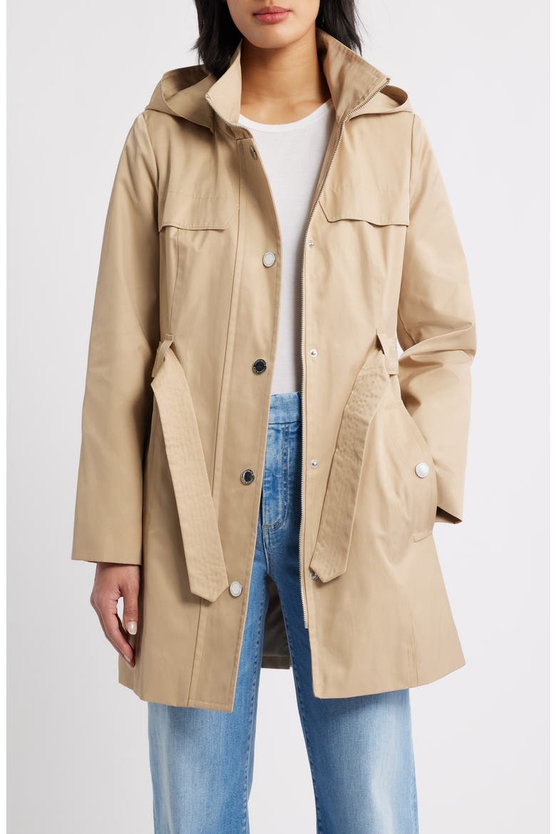 Belted Cotton Blend Coat, Alternate, color, STONE