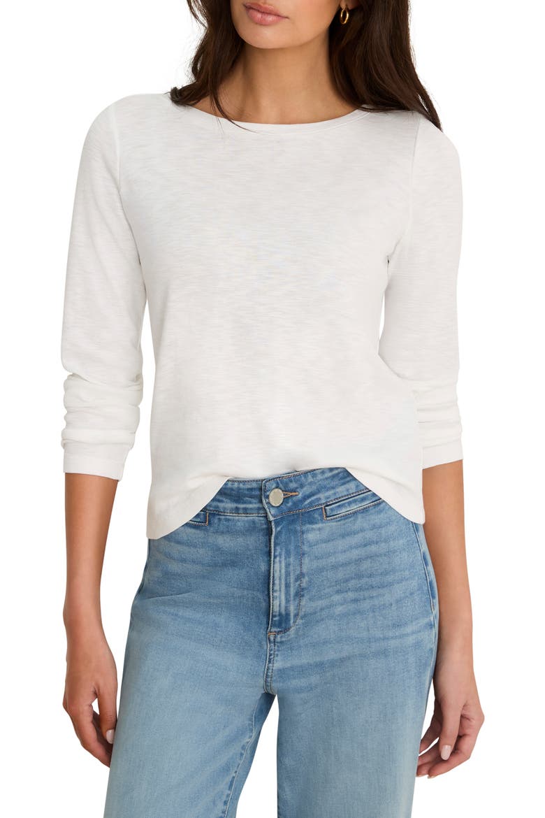 Cape Rib Cotton Blend Boat Neck Top, Main, color, PAPER WHITE