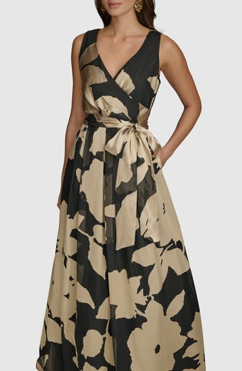 【Donna Karan New York】Floral-Print Faux-Wrap Dress Donna Karan New York Women's Printed Faux-Wrap Dress - Macy's