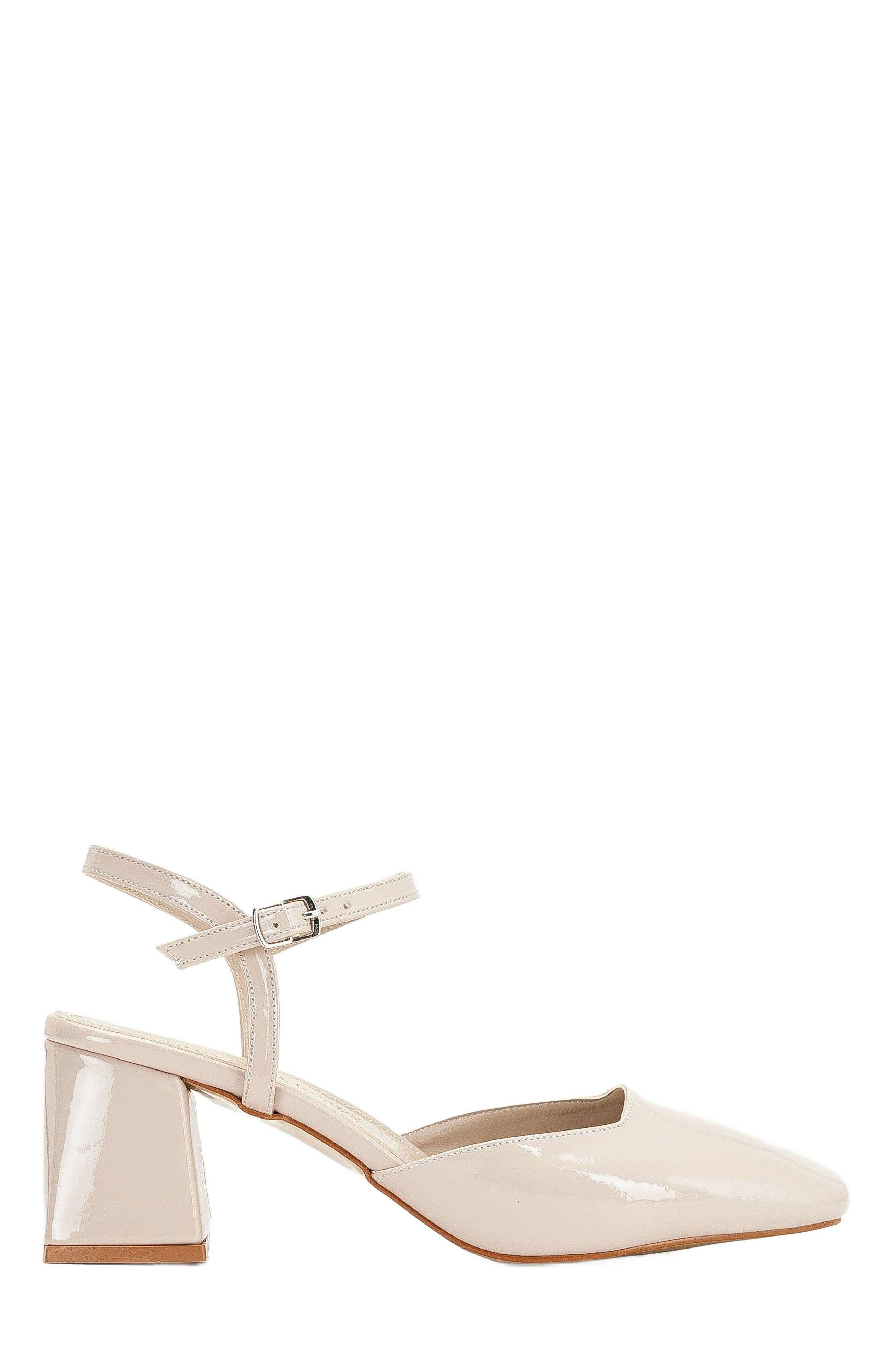  Beige Patent Faux Leather