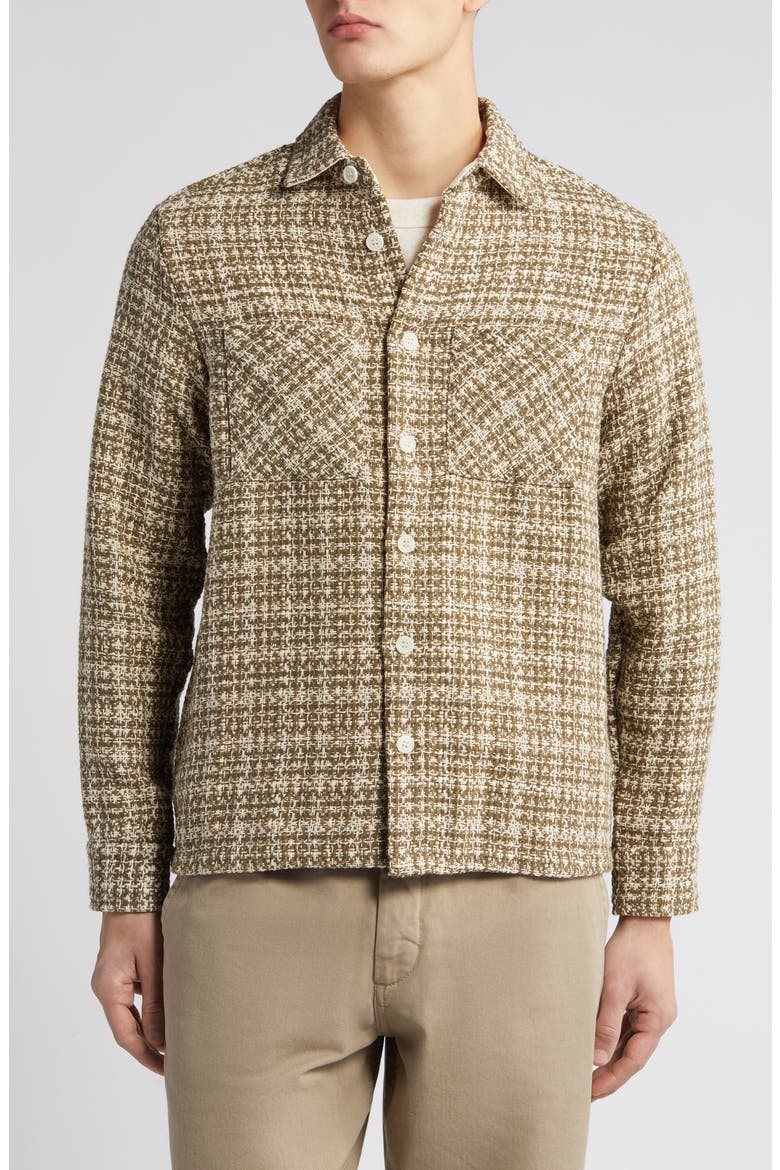 Whiting Mercer Check Button-Up Overshirt, Alternate, color, KHAKI