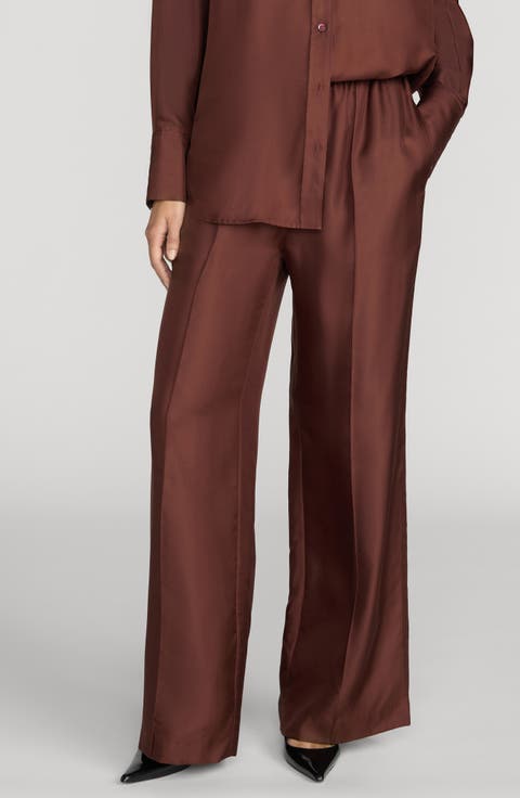 The Pintuck Wide Leg Silk Lounge Pants