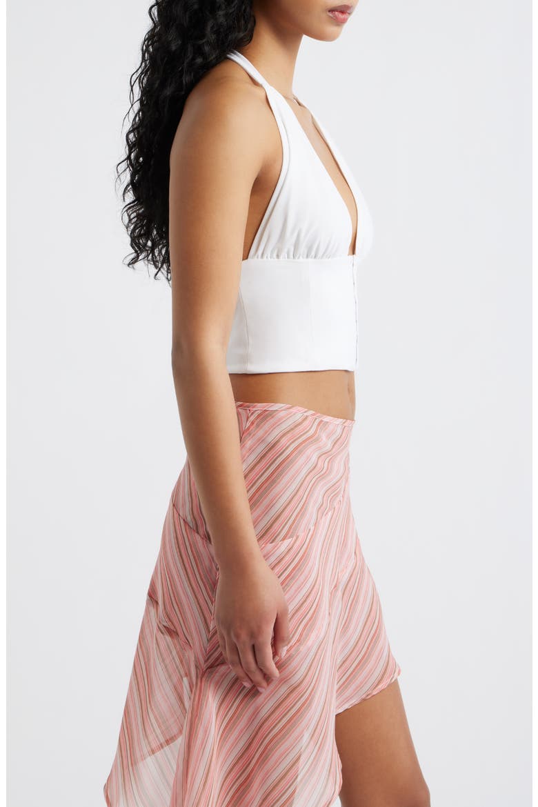 The Coco Plunge Neck Halter Crop Top, Alternate, color, WHITE