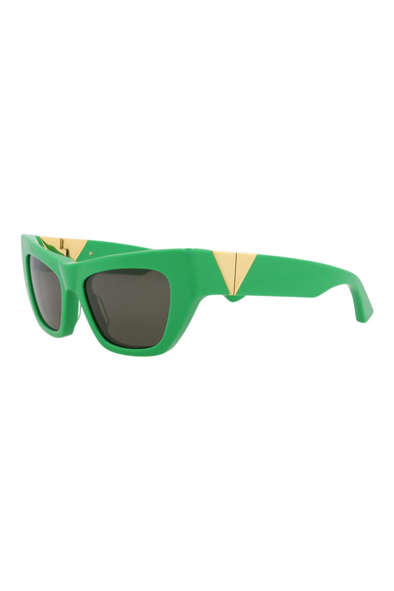 52mm Cat Eye Sunglasses, Alternate, color, GREEN GREEN GREEN