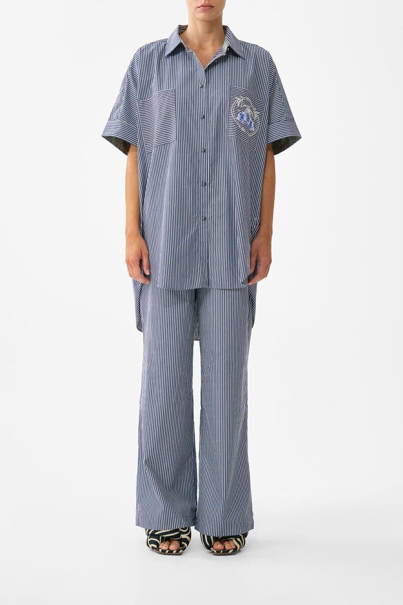 Camilla Button Front Lounge Pant In Blue