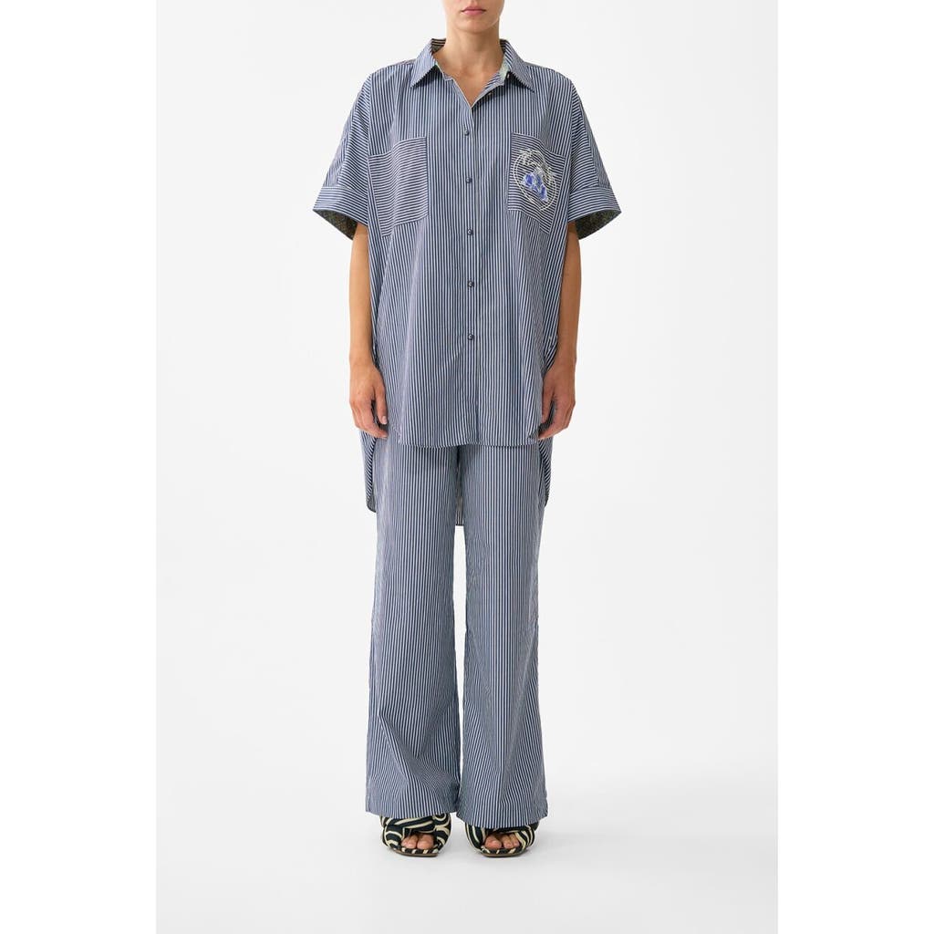 Camilla Button Front Lounge Pant In Blue