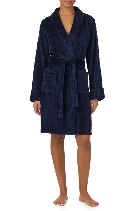 Embroidered Monogram Jacquard Fleece Robe