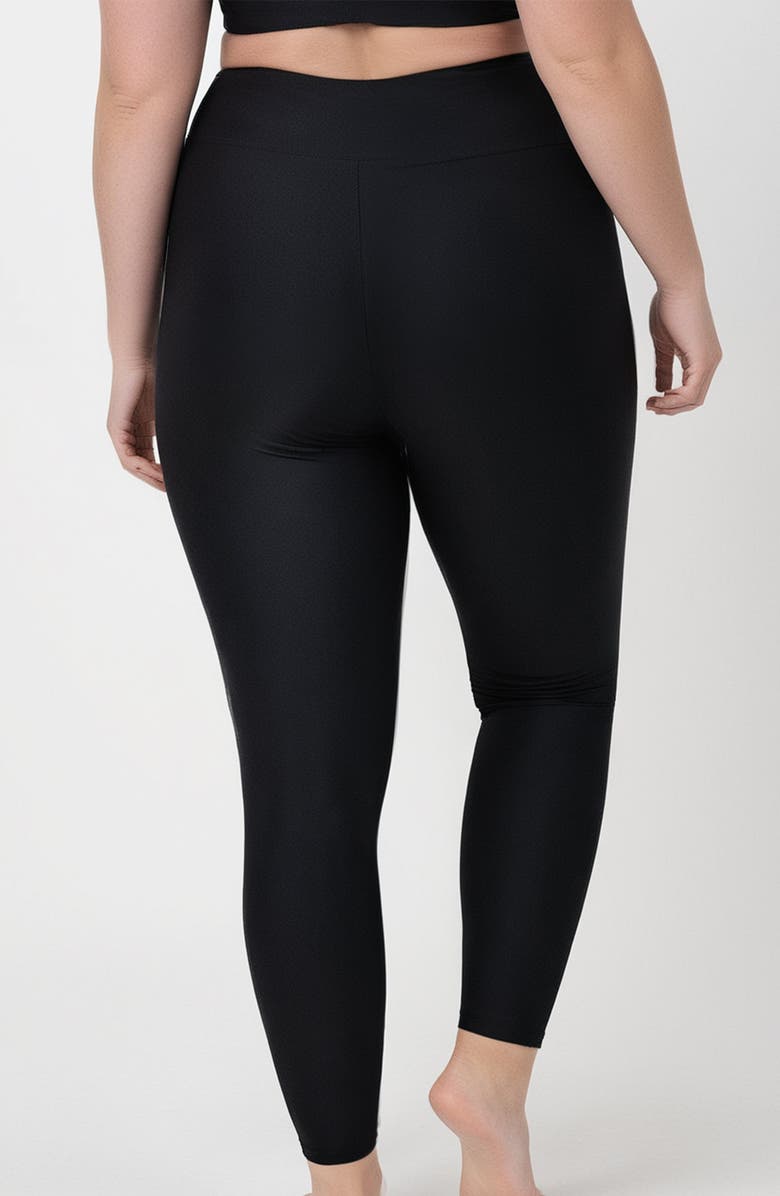 Calypsa Plus Size Long Swim Leggings, Alternate, color, Black