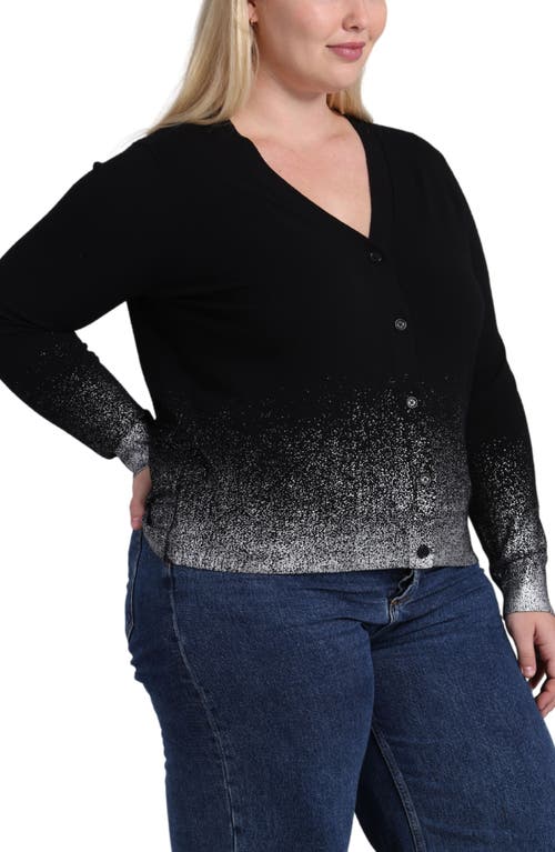 Minnie Rose Gradient Metallic Cardigan In Black/platinum