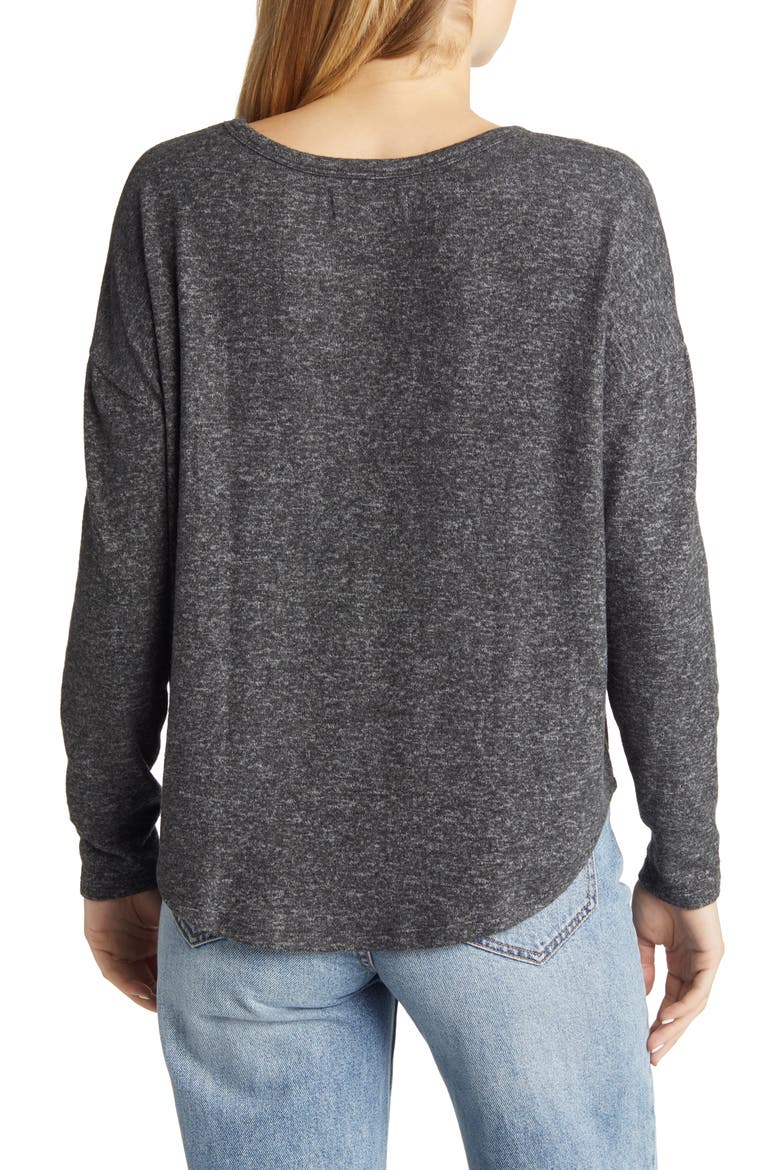 Long Sleeve Cloud Jersey Top, Alternate, color, CHARCOAL HEATHER