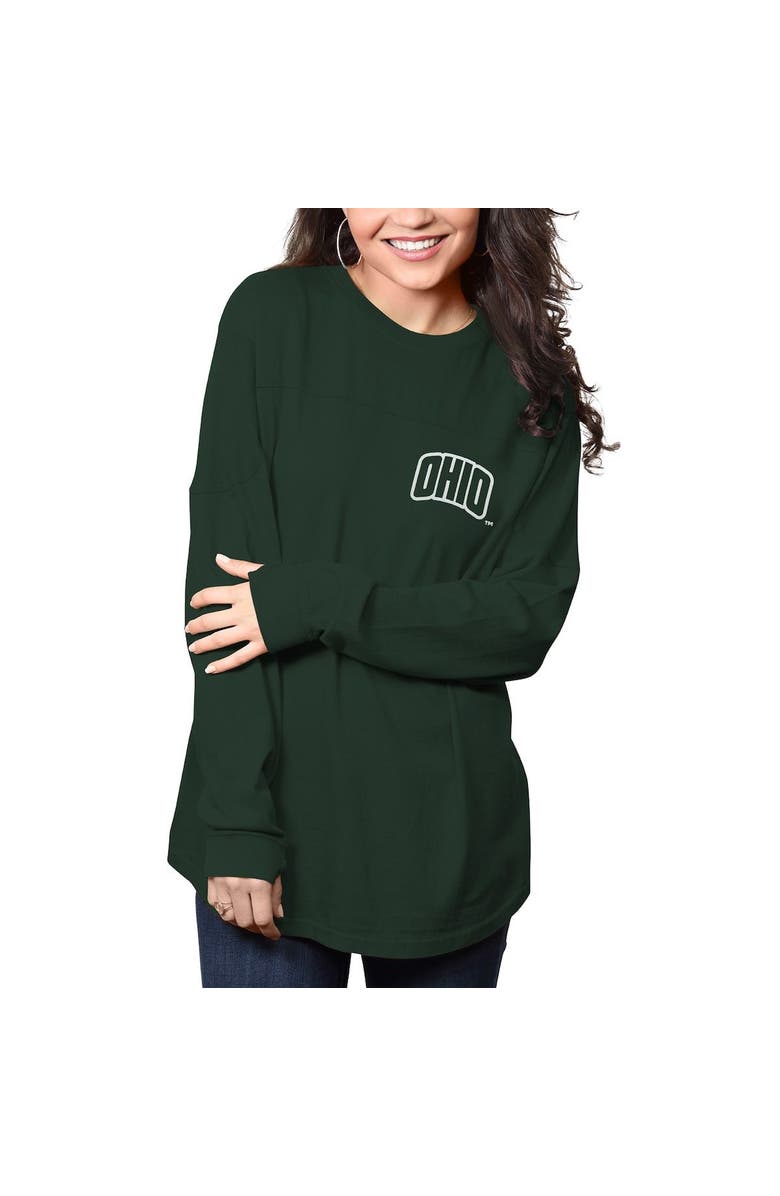 PRESSBOX Women's Pressbox Green Ohio Bobcats The Big Shirt Oversized Long Sleeve T-Shirt, Alternate, color, 