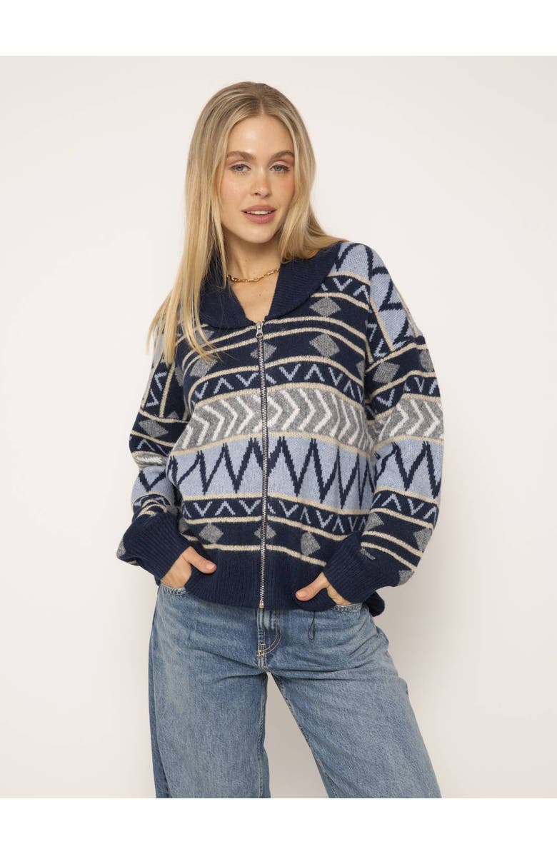 Central Park West Arlo Fair Isle Sweater Bomber, Main, color, 