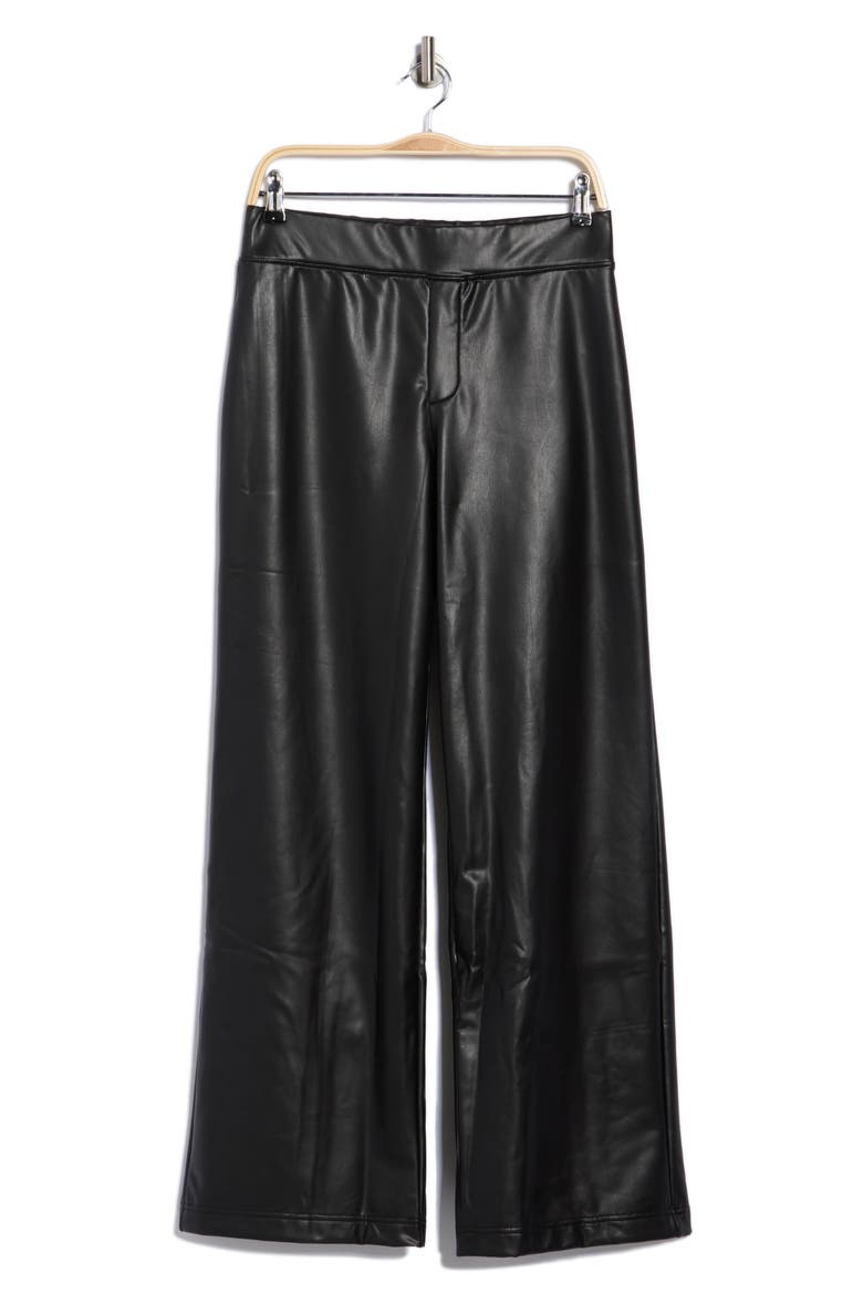 Faux Leather Wide Leg Pants, Alternate, color, BLACK