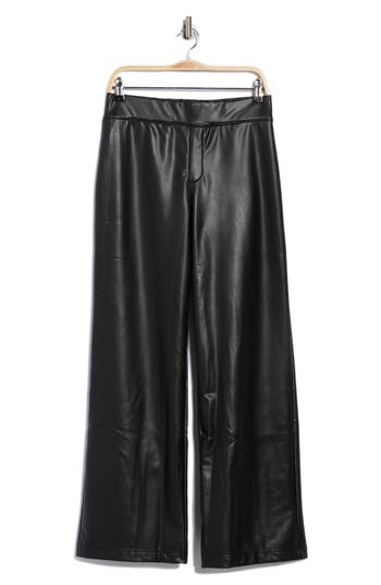 Sanctuary Faux Leather Wide Leg Pants In Black
