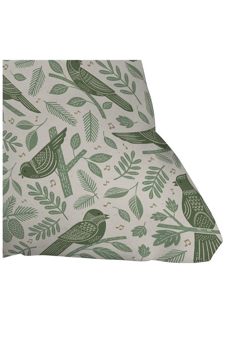Carey Copeland Song Birds Throw Pillow, Alternate, color, GREEN