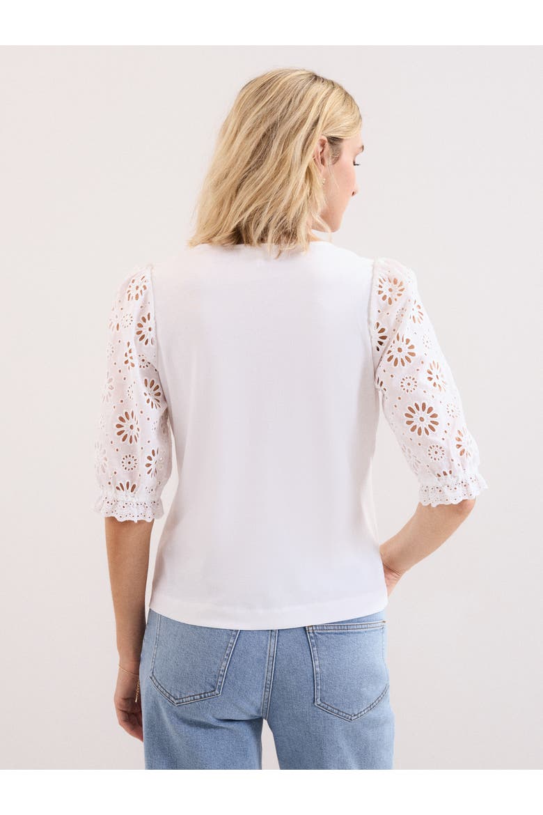 Eleanor Floral Eyelet Detail Top, Alternate, color, White
