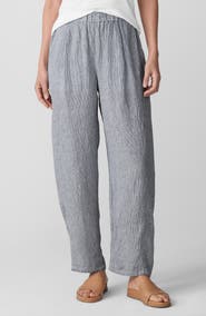 Eileen Fisher Stripe Organic Linen Lantern Pants