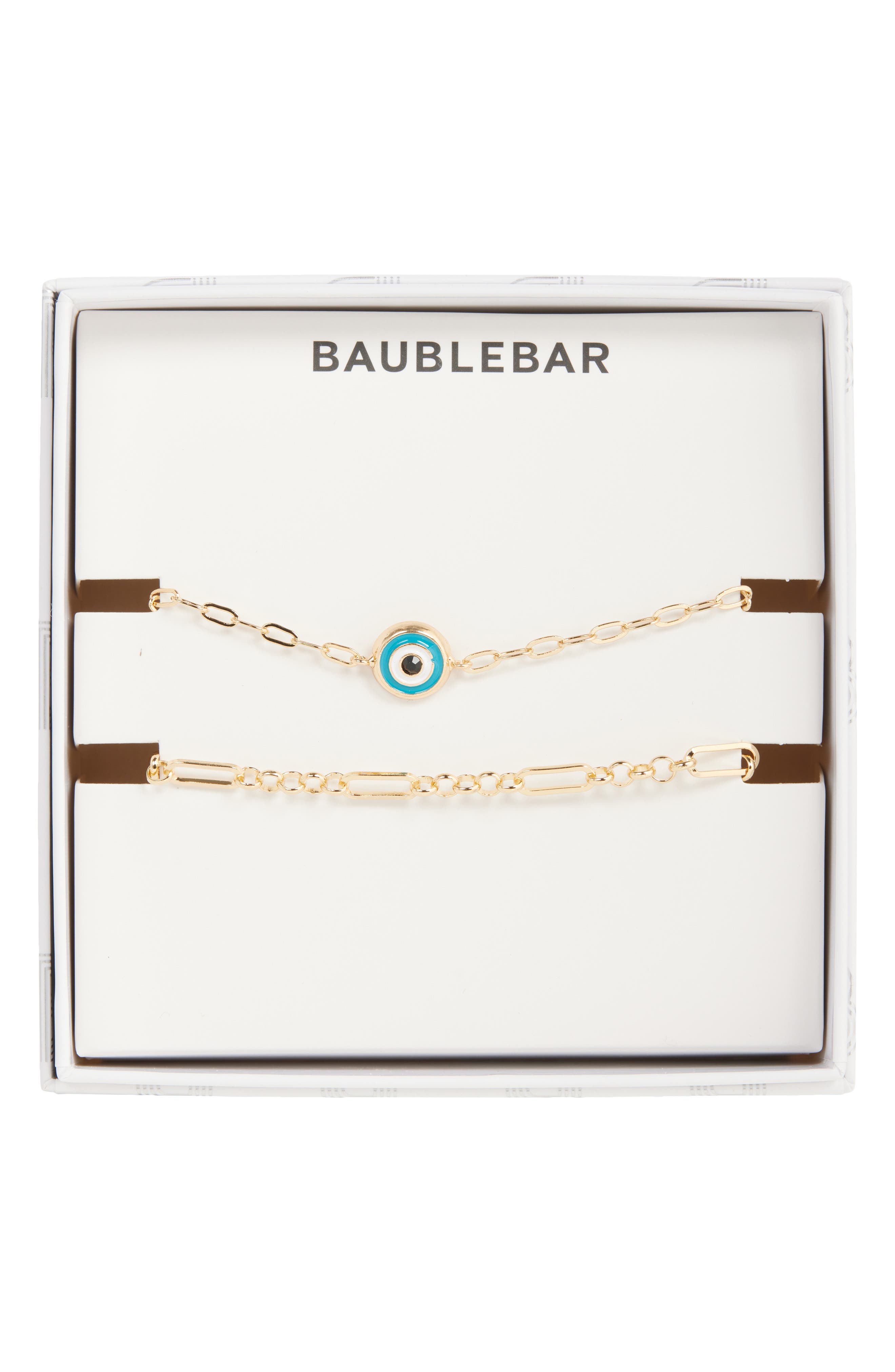 BaubleBar Stay Protected Set of 2 Evil Eye & Chain Bracelets