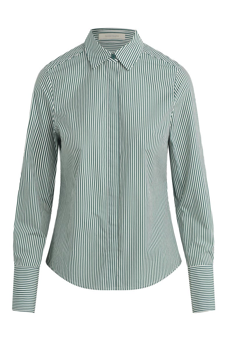 The Classic Stripe Cotton Poplin Button-Up Shirt, Alternate, color, GREEN STRIPE